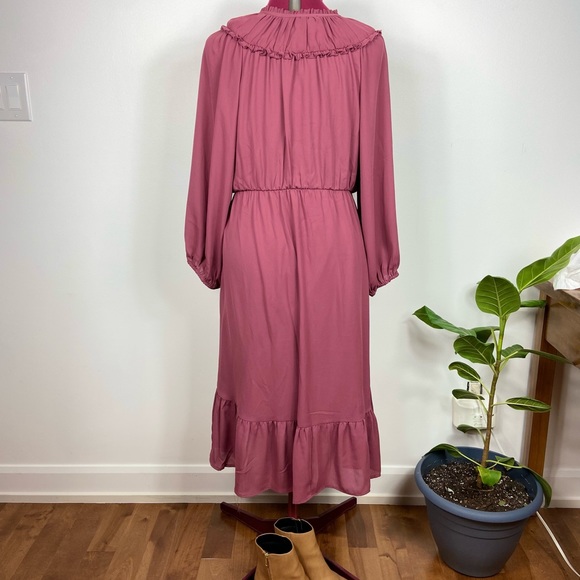 Collective Concepts Long Sleeve Ruffle Midi Dress - Picture 3 of 5